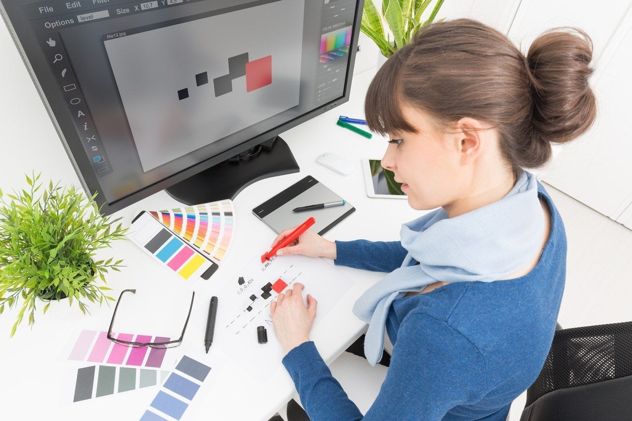 Graphic designer at work